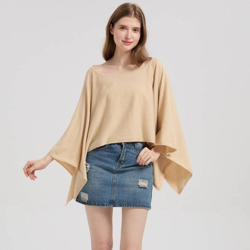 Women's Lightweight Poncho Sweater - Wild Fable Tan One Size
